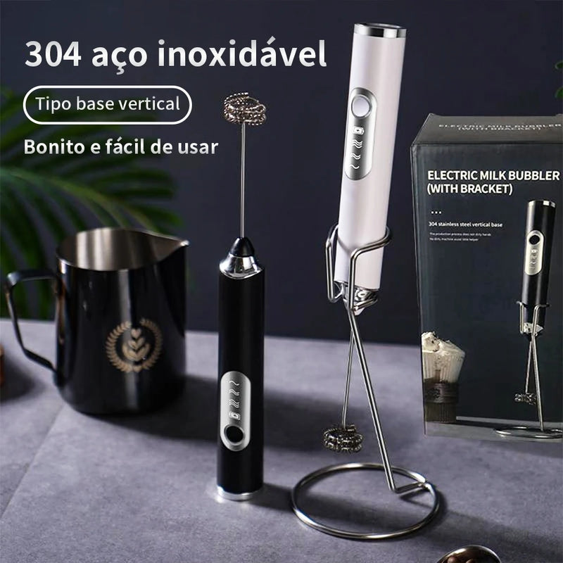 2 em 1 Mixer Portátil Elétrico para Café, Leite e Ovos – Recipiente Recarregável