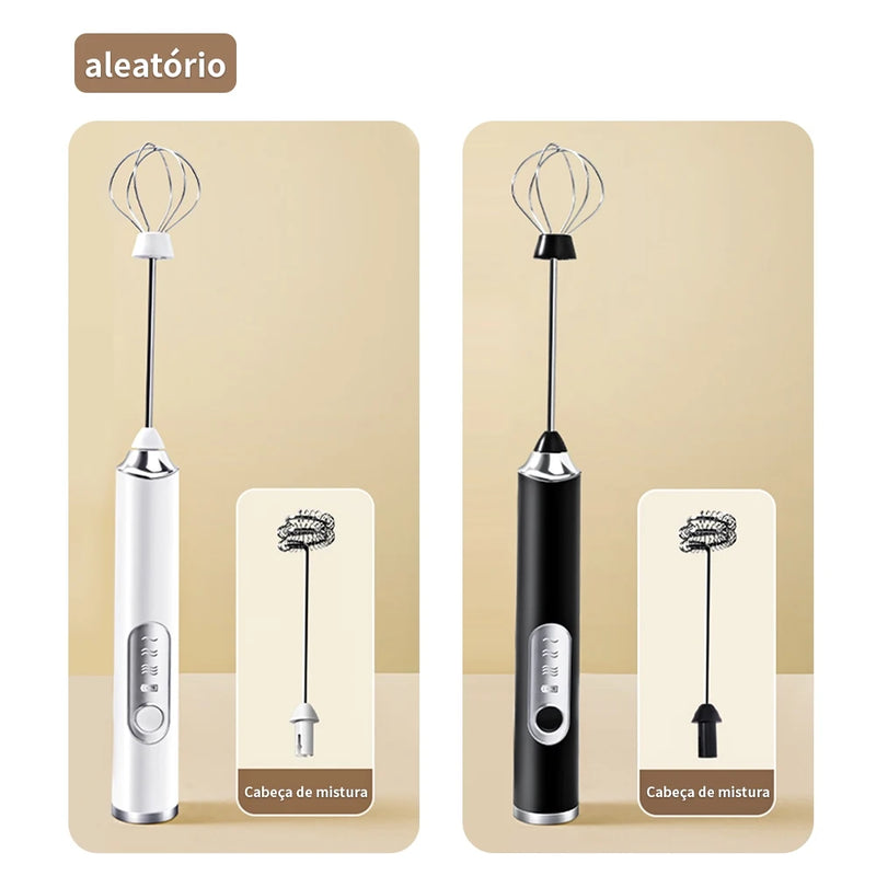 2 em 1 Mixer Portátil Elétrico para Café, Leite e Ovos – Recipiente Recarregável