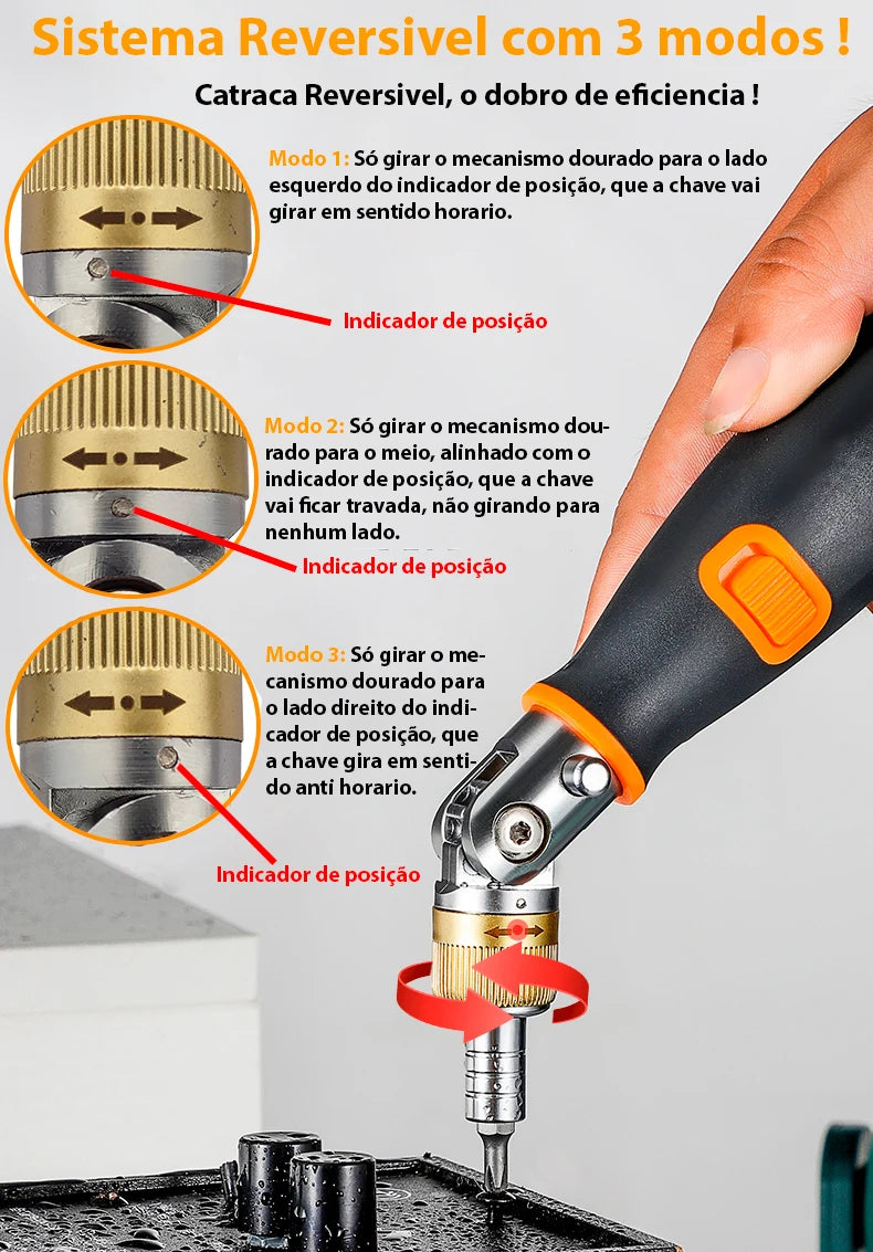 🔧 Kit Chave Catraca Articulada 1/4" + 12 Bits Phillips Torx Allen U Y Pozidriv 🛠️