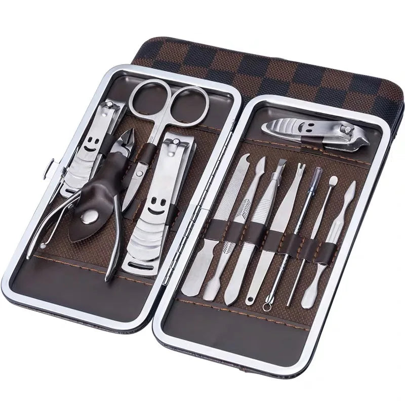 💅 Kit de Manicure e Pedicure Portátil – 12 Peças em Aço Inoxidável ✂️✨