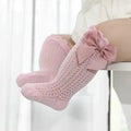 Meias Longas para Bebê Menina – Algodão Respirável com Laço – Estilo Princesa para Verão (0 a 24M)