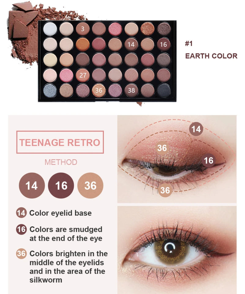 🌟 Paleta de Sombras 40 Cores – Matte, Shimmer e Metálica | Longa Duração e Alta Pigmentação 🎨✨