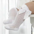 Meias Longas para Bebê Menina – Algodão Respirável com Laço – Estilo Princesa para Verão (0 a 24M)