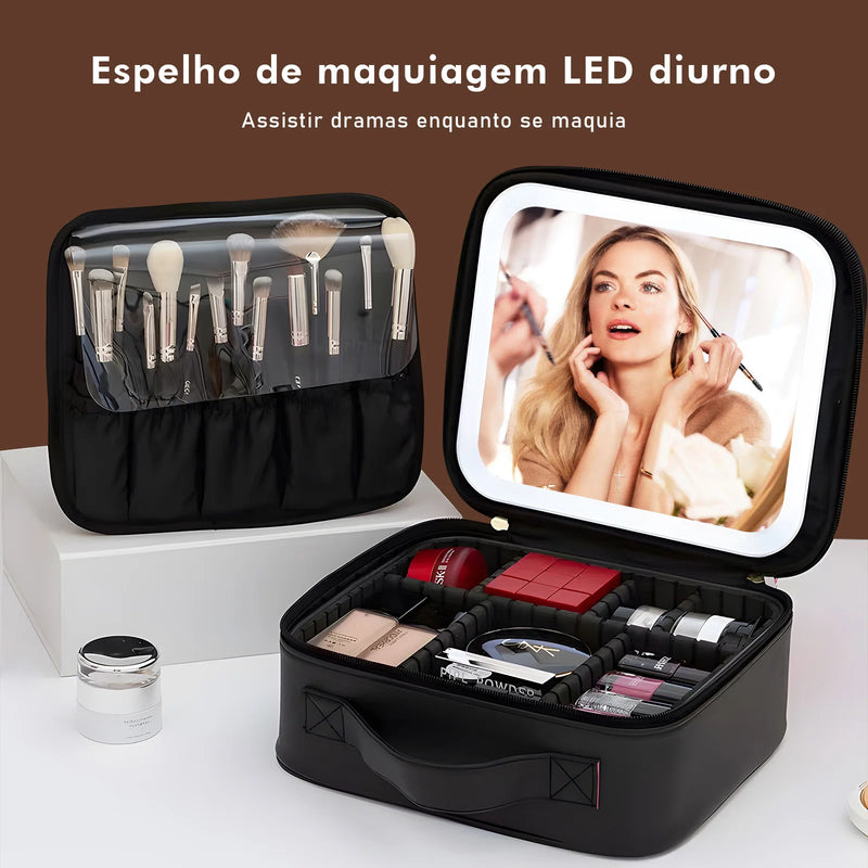 Maleta Nécessaire Feminina | Organizador de Maquiagem em Poliéster | Elegância e Praticidade