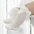 Meias Longas para Bebê Menina – Algodão Respirável com Laço – Estilo Princesa para Verão (0 a 24M)
